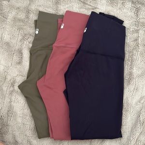 Set of 3 Belle and Bell Inspire Leggings - Olive, Blush, and Midnight Blue